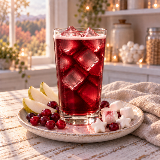 Frosted Thicket cranberry pear marshmallow loaded tea over ice
