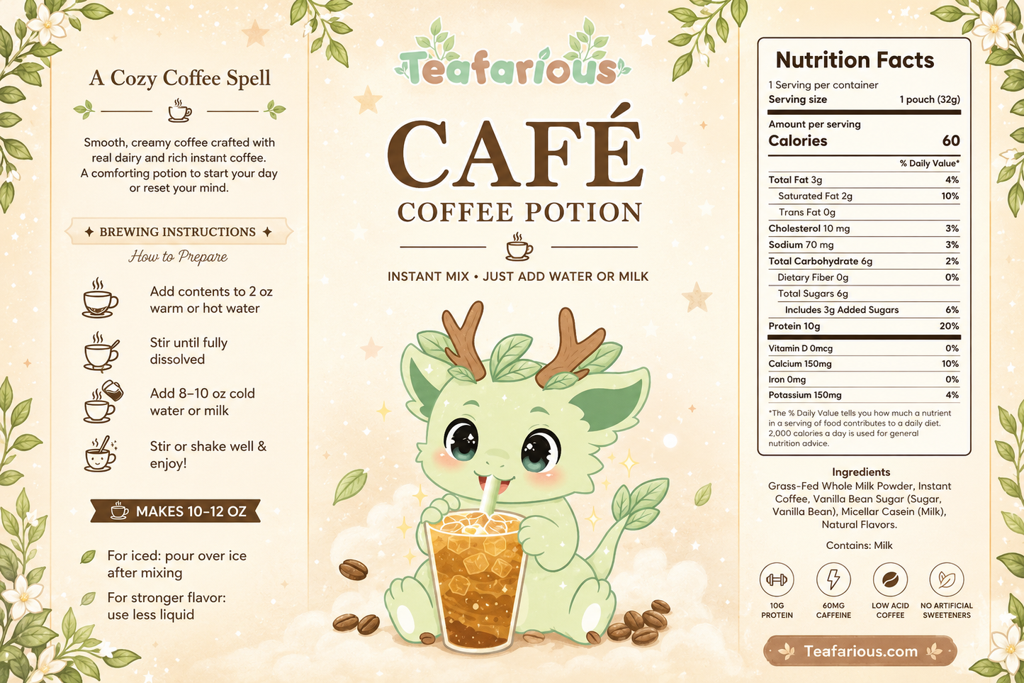 Blueberry Cobbler Café Coffee Potion | 60 MG Caffeine Instant Coffee