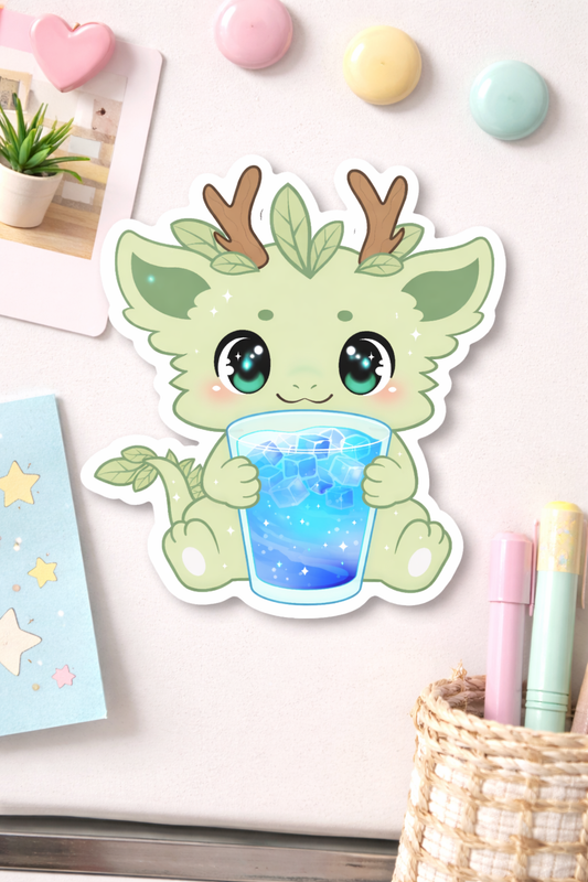 Spriggle BubbleMist Magnet – Cute Dragon Fridge Magnet | Blue Drink | Collectible