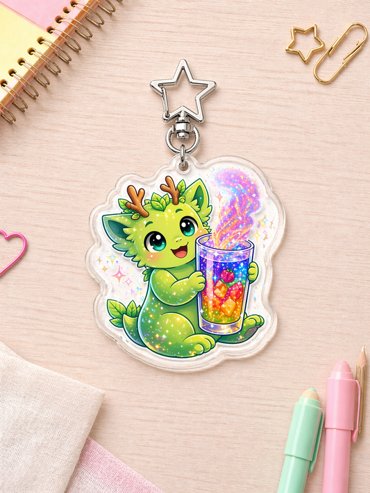 Spriggle acrylic keychain — holographic sparkle, 2.5” charm