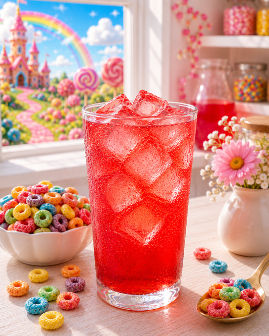 Punch Loop Loaded Tea featuring sweet fruit punch flavor and fruity cereal-inspired notes with a vibrant red color, green tea base, and 60 mg caffeine.