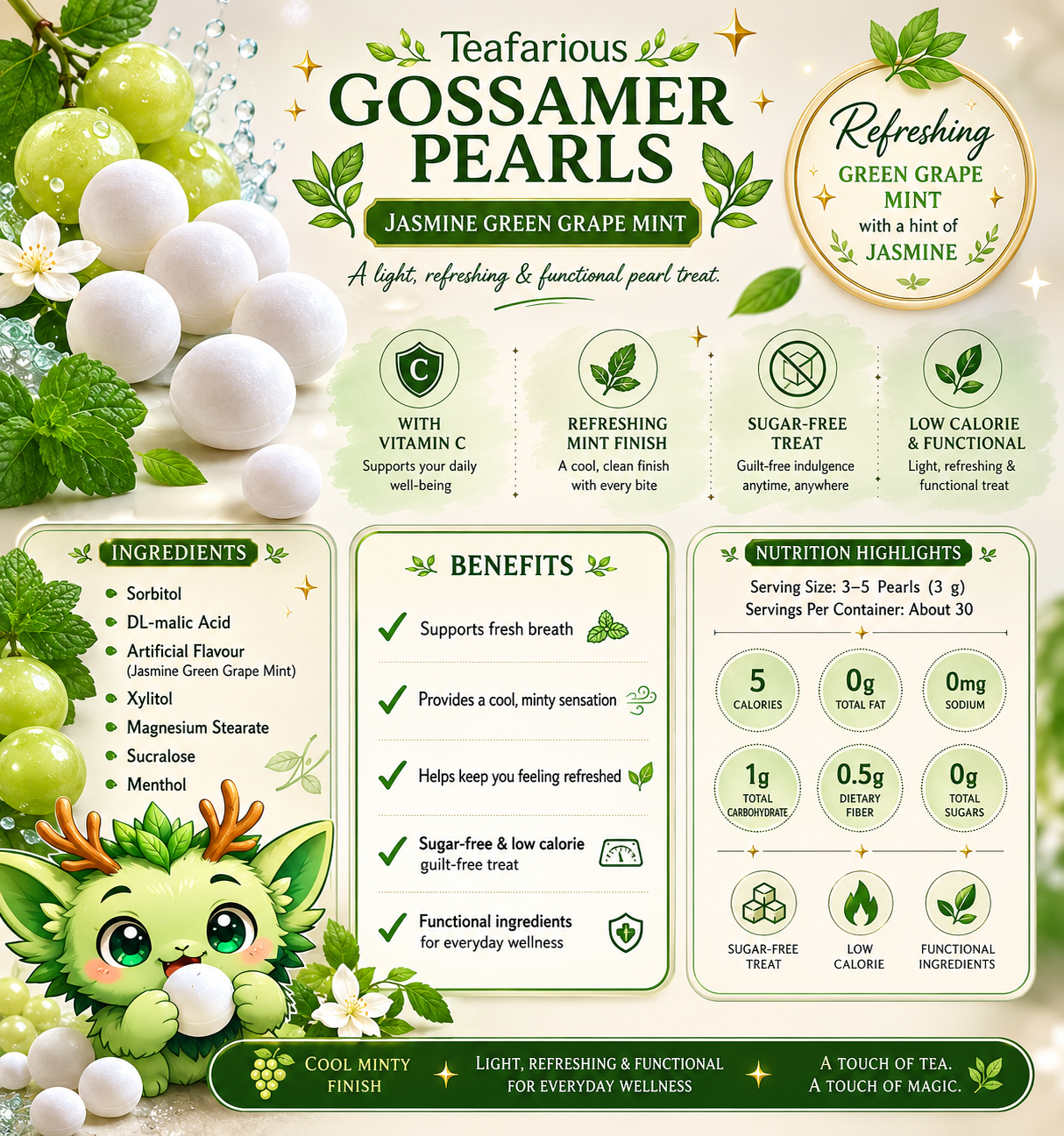Gossamer Pearls – Green Grape Jasmine Tea Mints - JULY Release