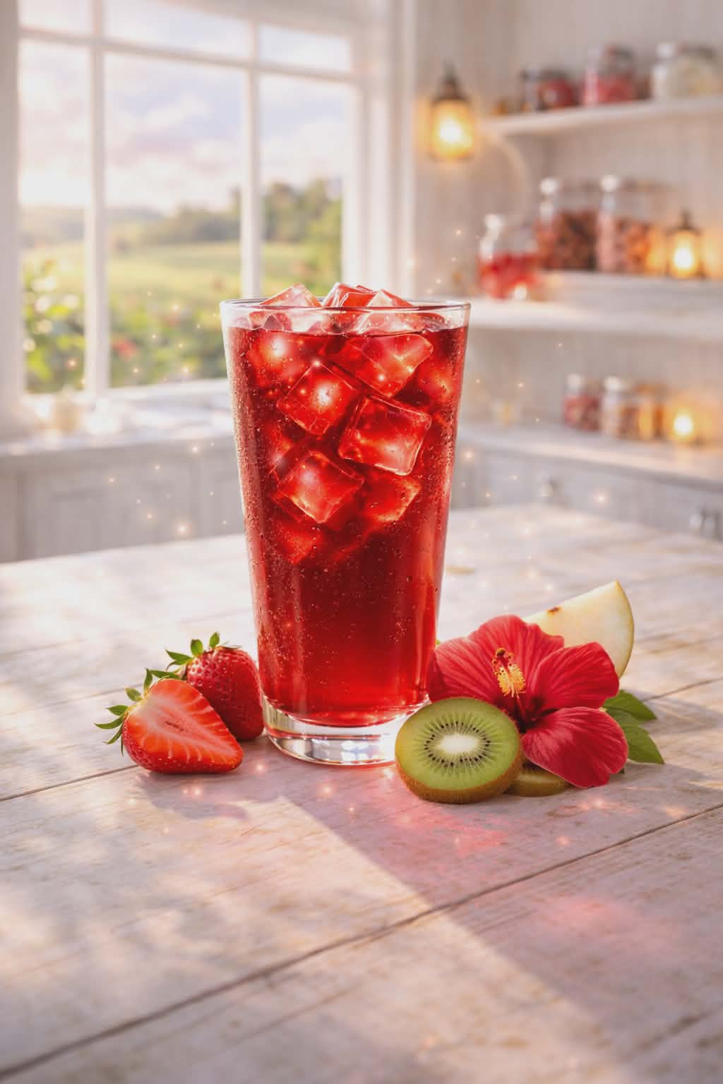 kiwi kiss loaded tea strawberry kiwi pear hibiscus drink
