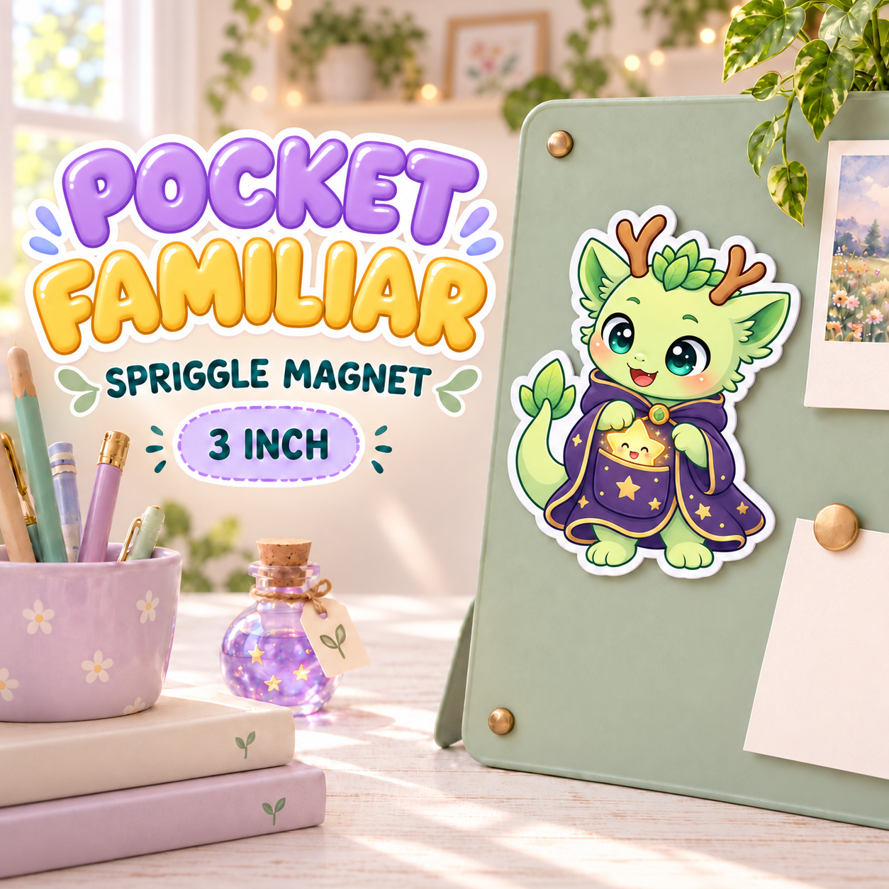 Pocket Familiar Spriggle Magnet – Cute 3-Inch Dragon Magnet