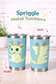 Spriggle Metal Tumbler – Cute Dragon Cup | Teal Blue Insulated Drink Tumbler | Free Tea Stick Included