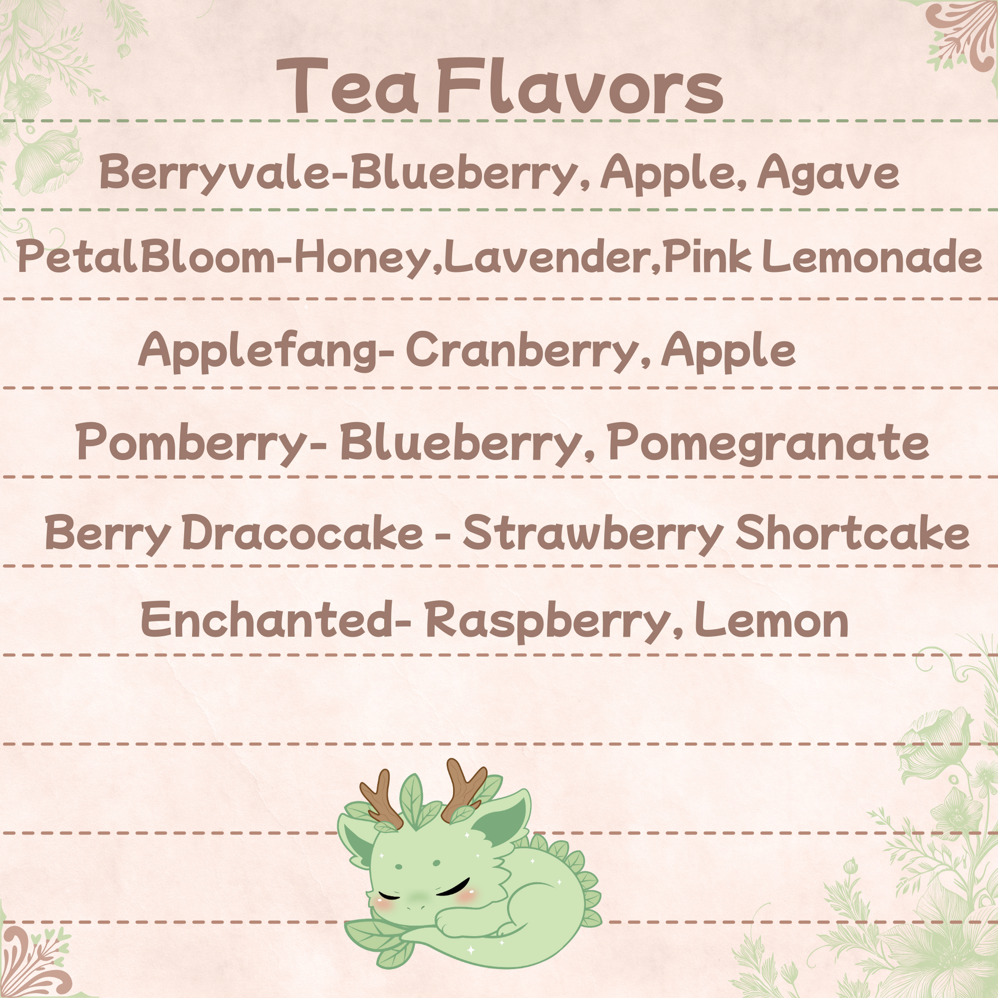 Six colorful Berry Dragoncake instant tea drinks in various flavors and hues displayed on wooden shelves, showcasing vibrant hydration options.