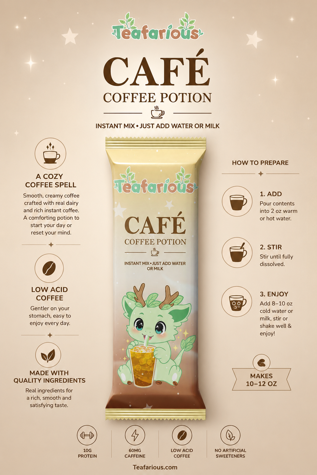 Blueberry Cobbler Café Coffee Potion | 60 MG Caffeine Instant Coffee