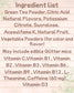 Ingredient list of a product on a light pink background