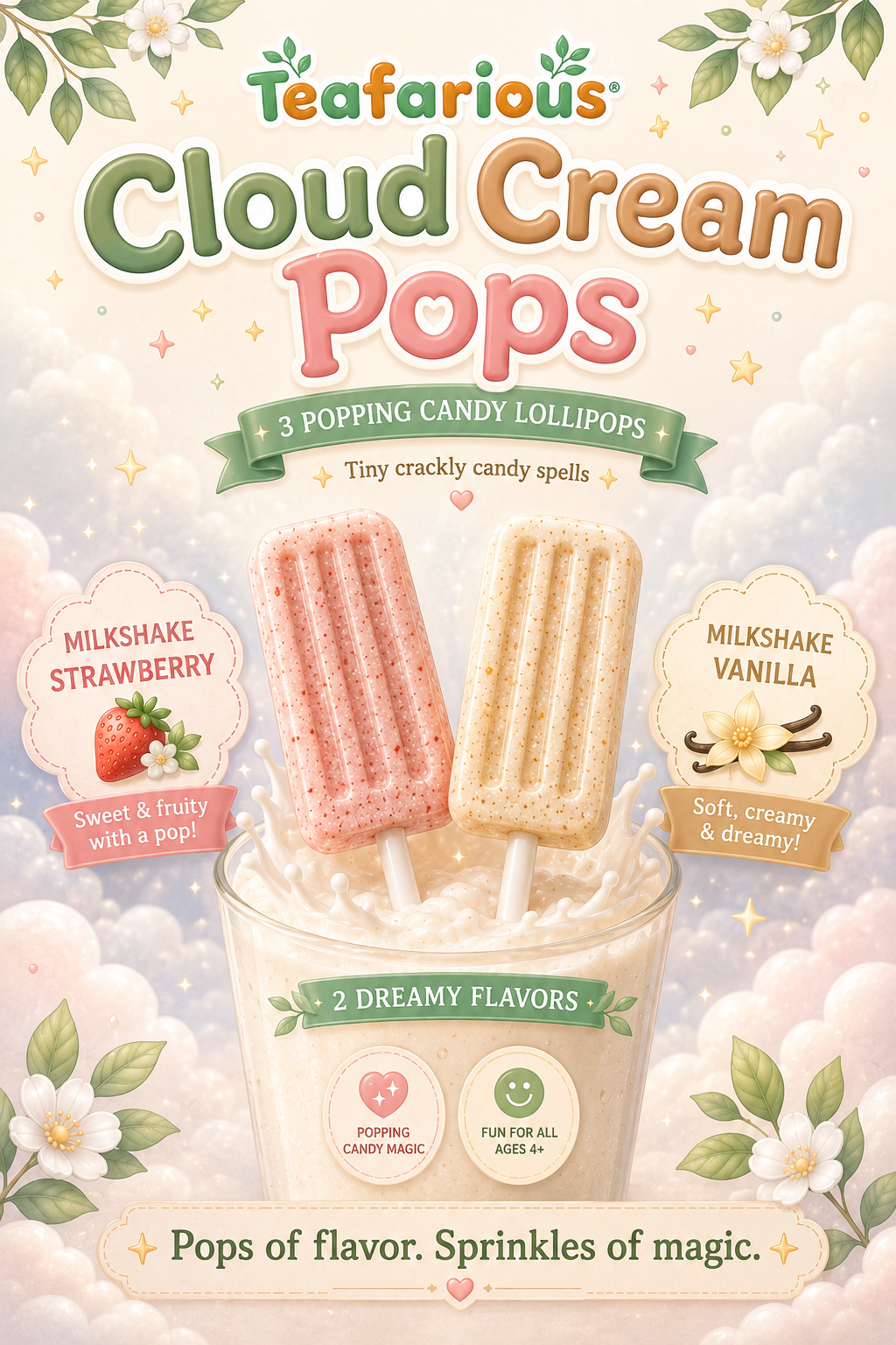 Cloud Cream Pops – Mini Popping Candy Lollipops