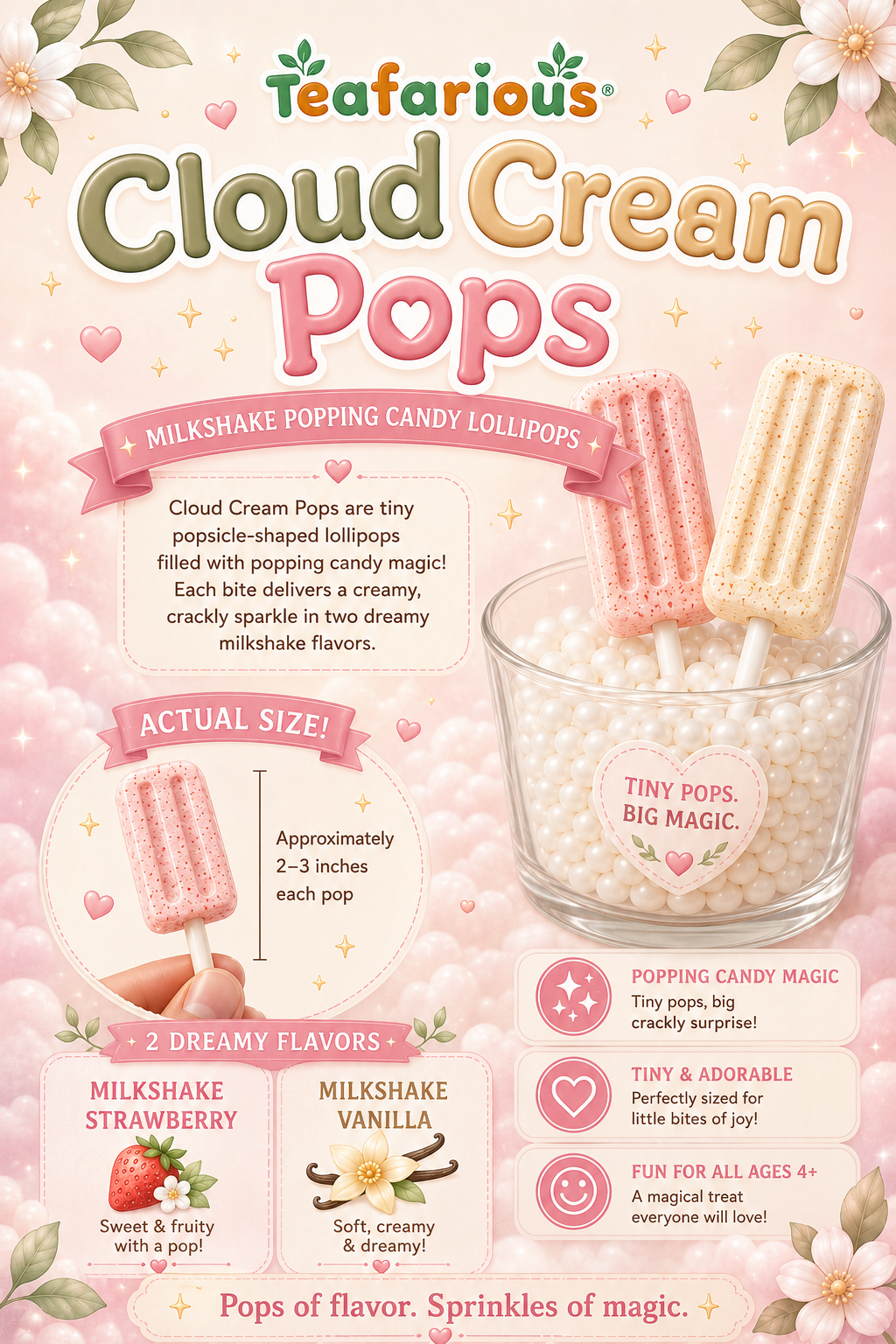 Cloud Cream Pops – Mini Popping Candy Lollipops