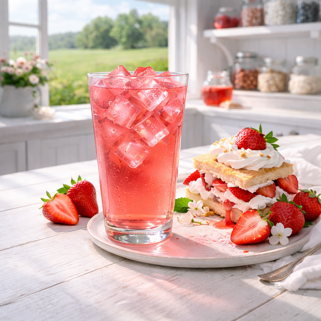 Strawberry shortcake loaded tea iced drink Berry Dragoncake