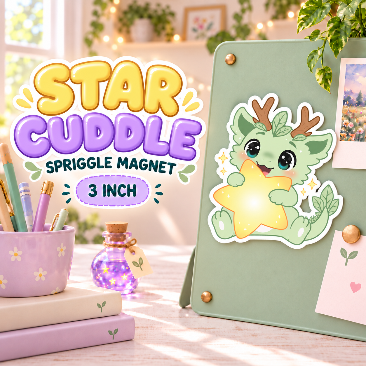 Star Cuddle Spriggle Magnet – Cute 3-Inch Dragon Fridge Magnet