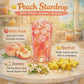 Peach Stardrop drink with ingredients on a wooden table